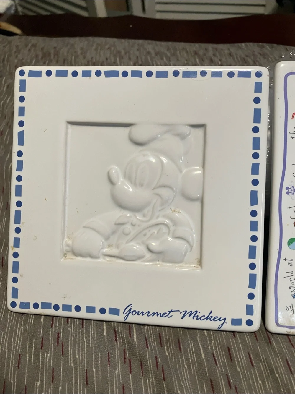 Vintage Set Of Disney Porcelain Embossed Mickey Mouse Trivets